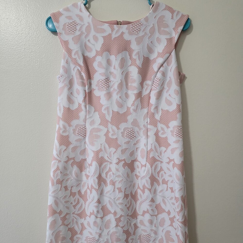 Blush and white embroidered dress